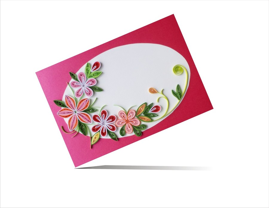 Handmade Paper Quilling New Year Greeting Card Floral Beautiful